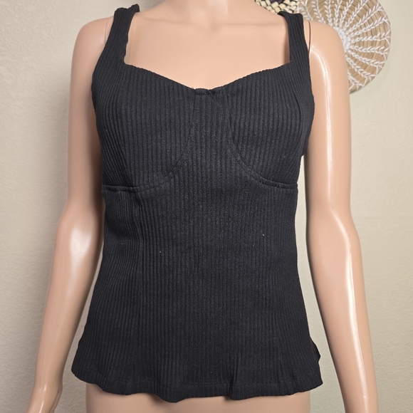 Maeve Crop Top Anthropologie Retro Black Size Xl - Picture 3 of 11